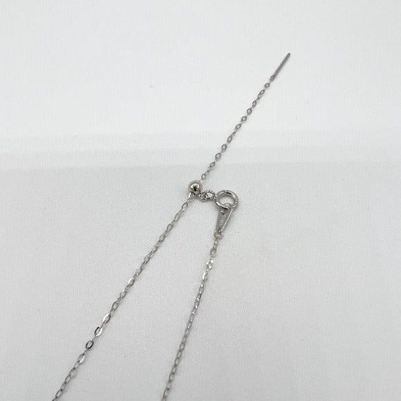 0.02ct 一粒 ダイヤ K18WG ホワイトゴールド カットアズキ スライドピン ネックレス
