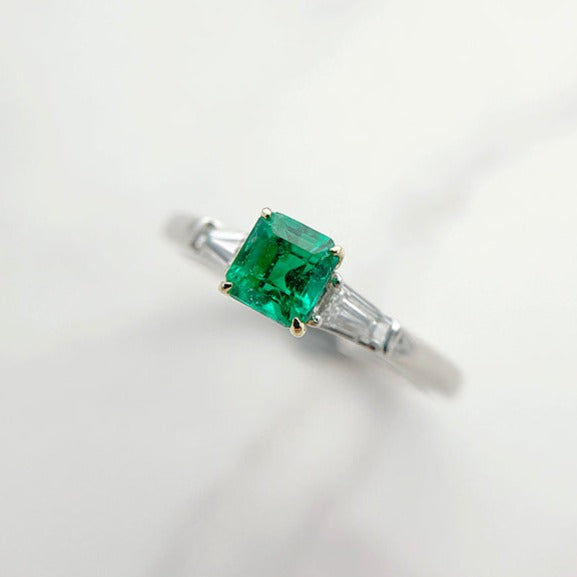 コロンビア産 0.51ctエメラルド  0.12ctダイヤ リング 13号
