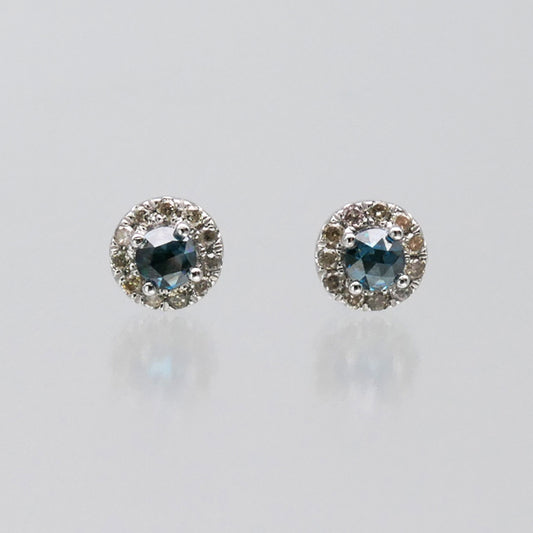 Pt950 ロイヤルブルーダイヤモンド0.10ct メレダイヤ0.06ct ピアス